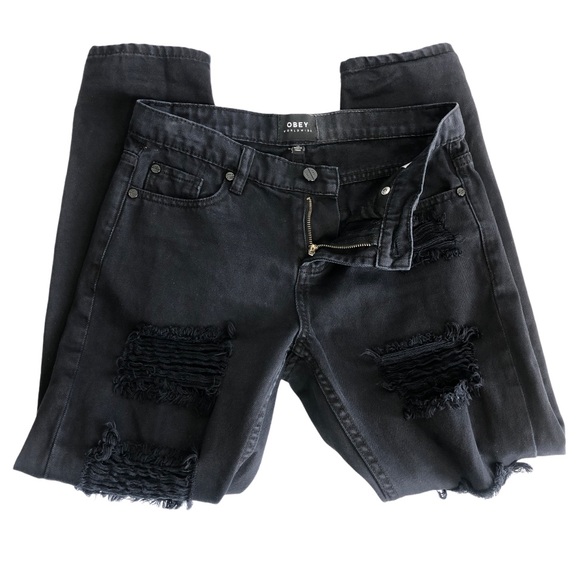 Obey The Nemesis Distressed Black Jeans size 25 - Picture 5 of 15